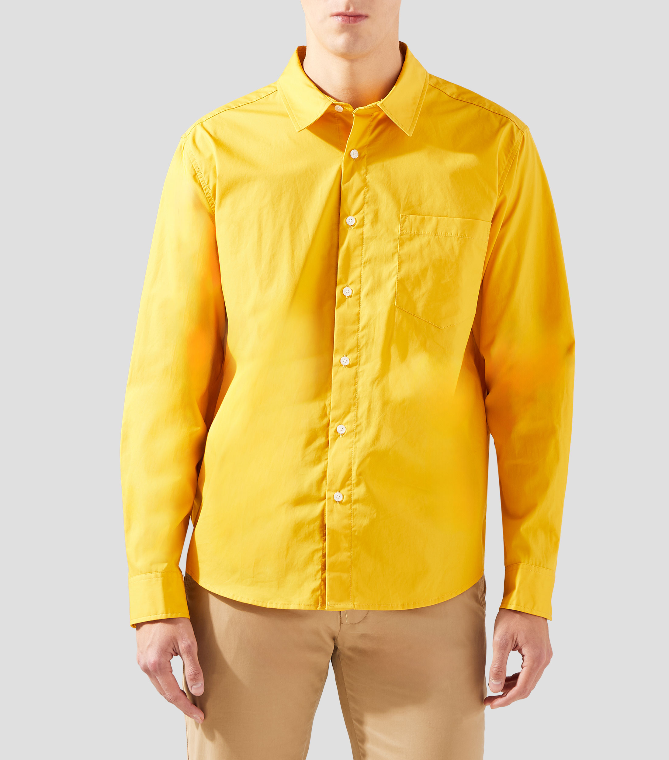Camisa lisa manga larga Hombre